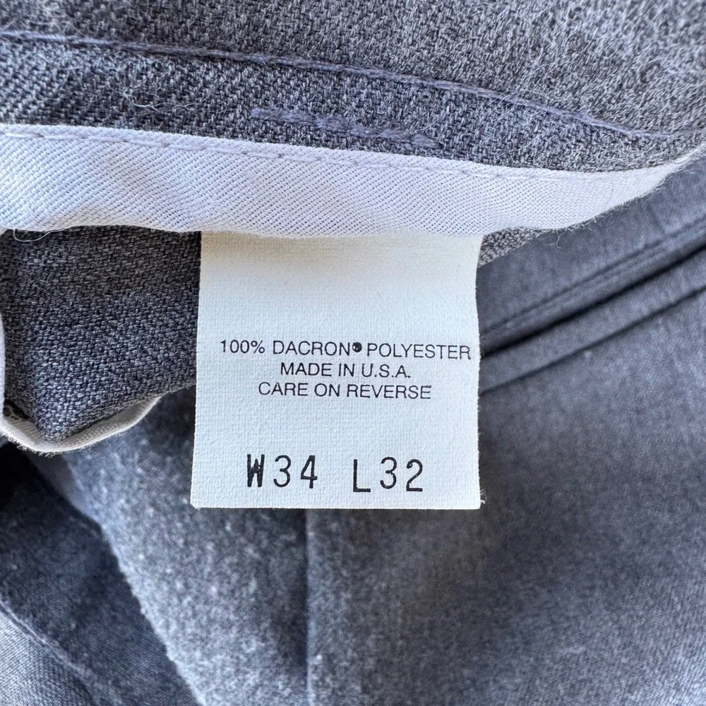 Vintage Levi's Action Slacks Mens Gray Polyester Trousers W34 L32 Made in USA